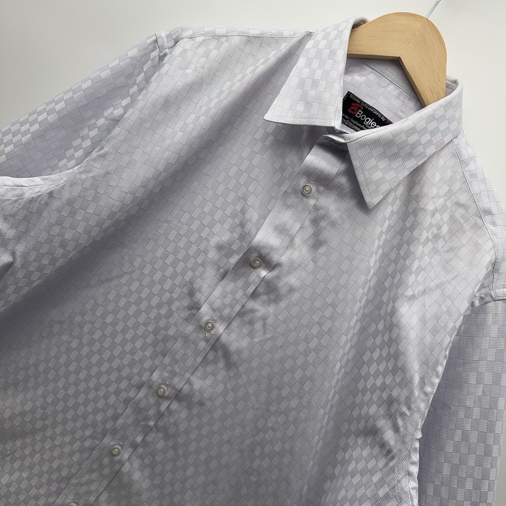 Bogies Collections Bespoke Men's Dress Shirt Light Blue Pink White Monogram